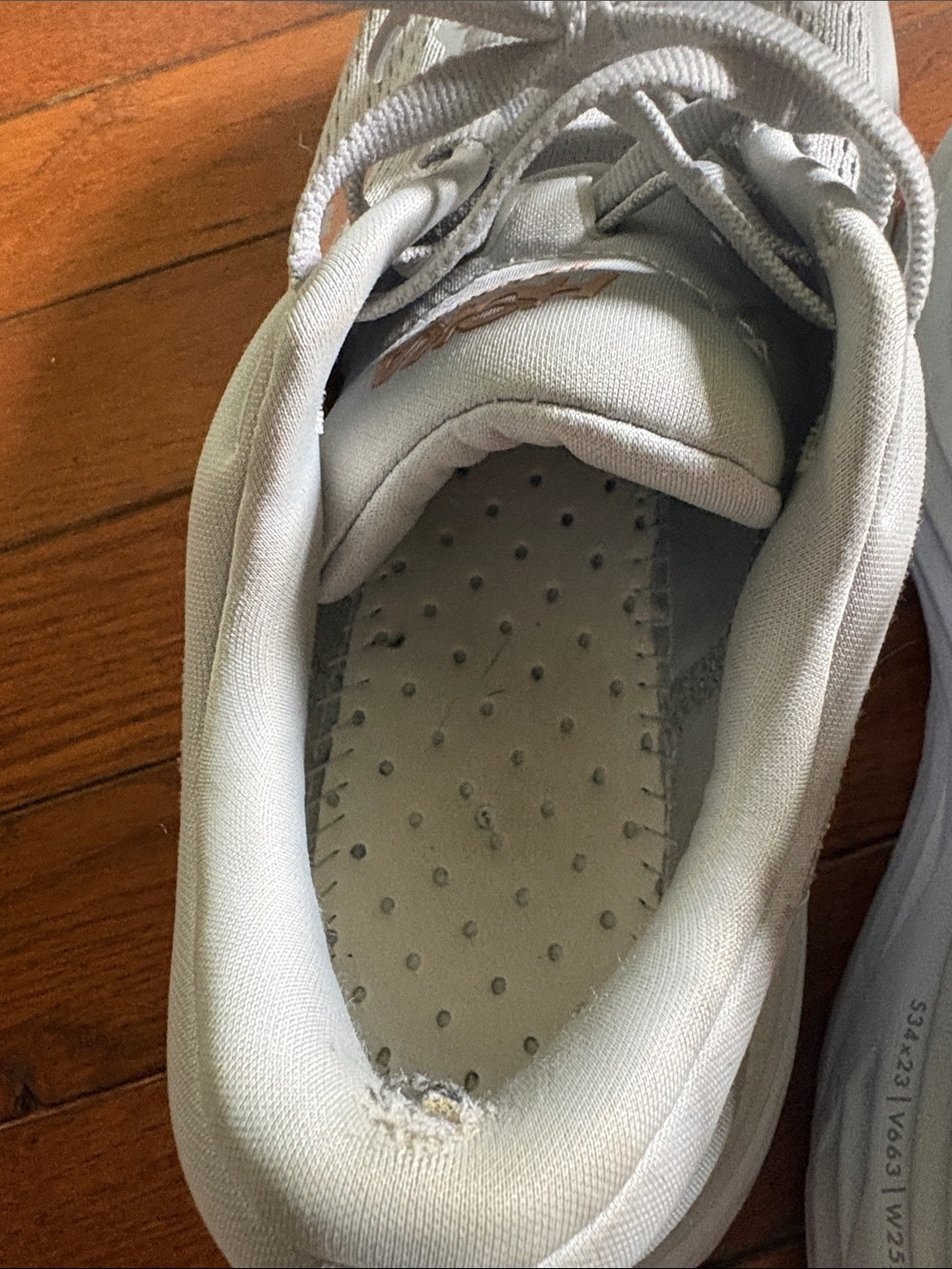 Hoka Women's Light Gray Athletic Running Shoes with Subtle Pink Accents - Picture 6 of 8